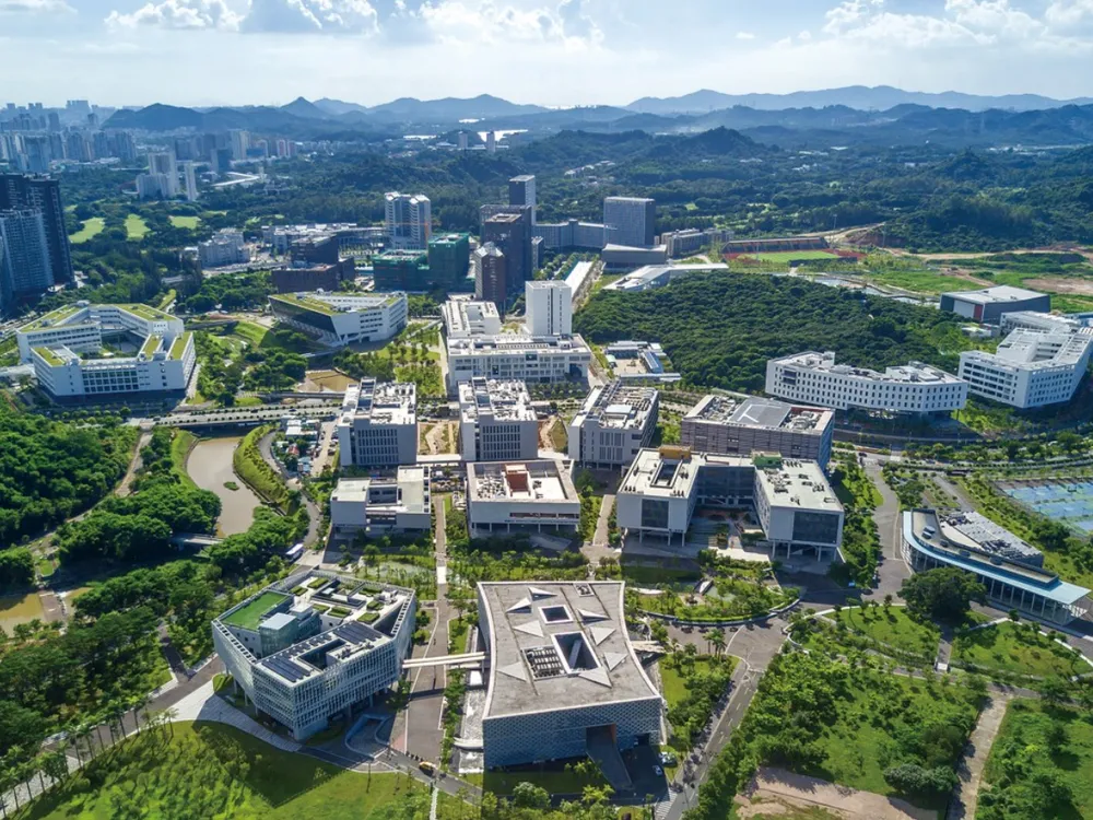 ภาพมุมสูงมหาวิทยาลัย Southern University of Science and Technology เมืองเซินเจิ้น มณฑลกวางตุ้ง